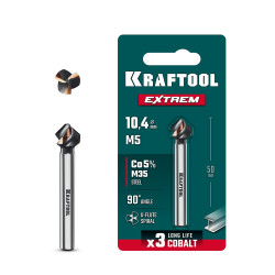 KRAFTOOL EXTREME Со5-А, d 10.4х6х50 мм, Z3, 90°, сталь M35, U-образная спираль, зенковка / 29734-5